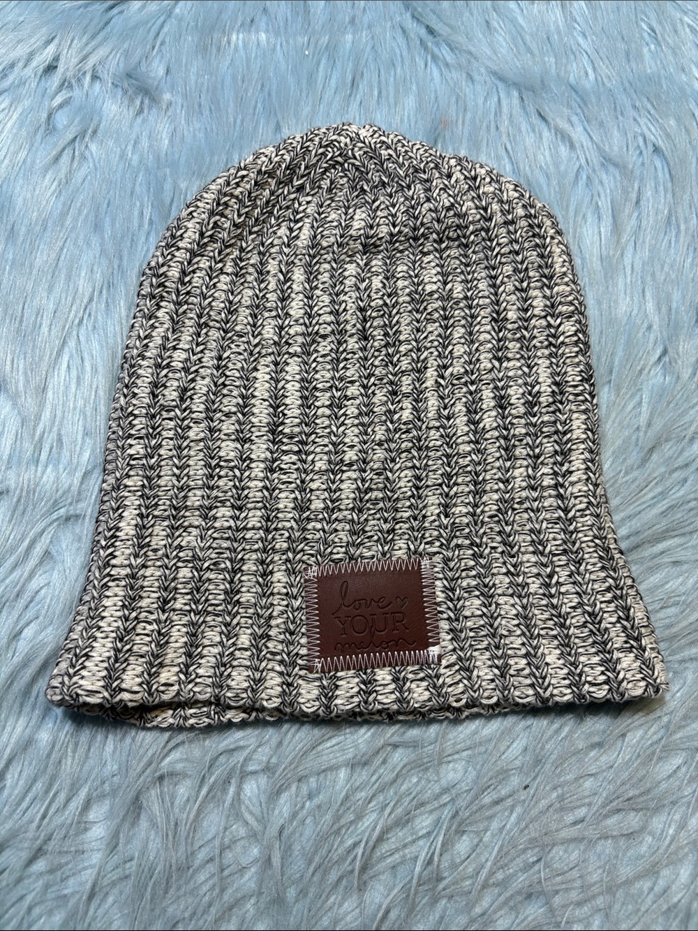 Love Your Melon Black White Knit Beanie